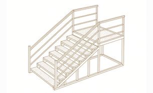 Изображение для товара Лестница металлическая (11 ступеней, перфорированный лист, с площадкой)