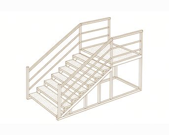 Изображение для товара Лестница металлическая с перилами (9 ступеней, просечно-вытяжной лист, с площадкой)
